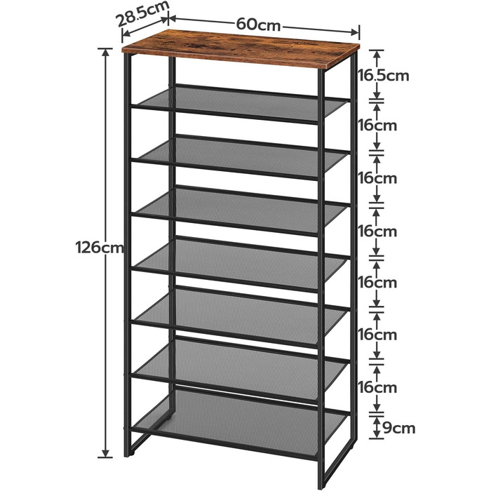 Полиця для взуття HOOBRO, 8-ярусна висока шафа для взуття, велика вузька полиця для взуття, 21-28 пар взуття, стійка, для передпокою, передпокою, спальні, темна коричнево-чорна EBF68XJ01