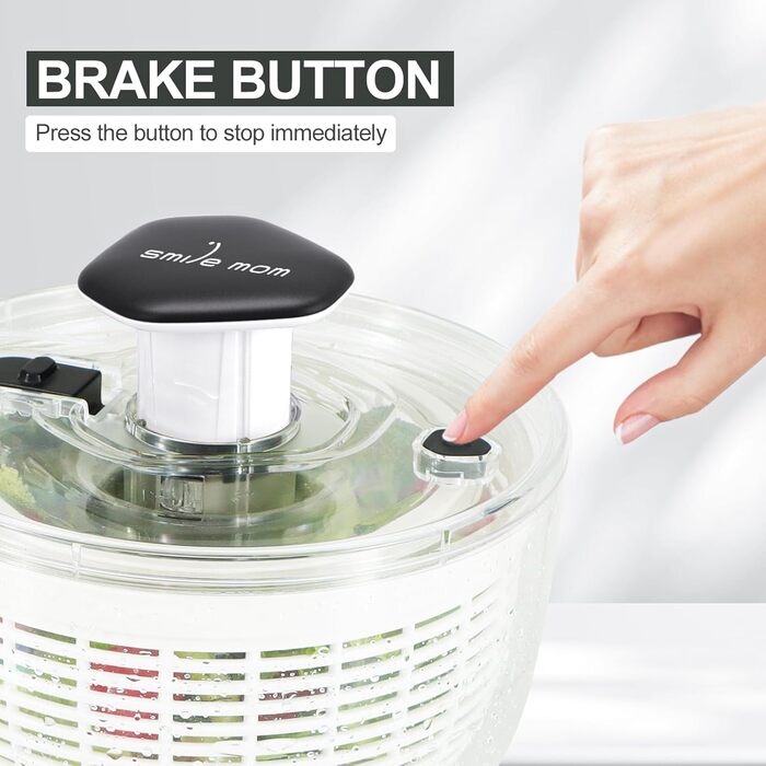 Салатниця-швидкоочисник Smile Mom 3.8 л, біла: зручний кухонний помічник для миття та сушіння овочів та зелені