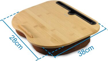 Підставка для ноутбука VLOXO з бамбука для ліжка та дивана, м'яка підкладка, ергономічне коліно, з отвором для кабелю та антиковзким покриттям, для ноутбуків/планшетів/MacBook до 14 дюймів, коричнева