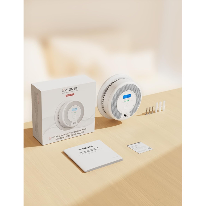 Датчик диму та CO X-Sense SC07-WX з Wi-Fi, з змінною батареєю, сумісний з додатком X-Sense Home Security, 1 шт.