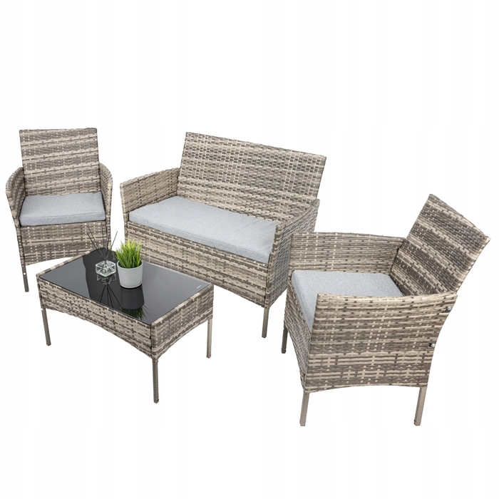 Комплект садових меблів Rino з ротанга, бежевий, 4 предмети