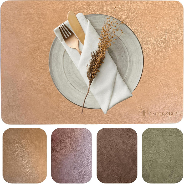 Набори серветок Amber&Bee з екошкіри (6 шт.) - коричневі, миючі