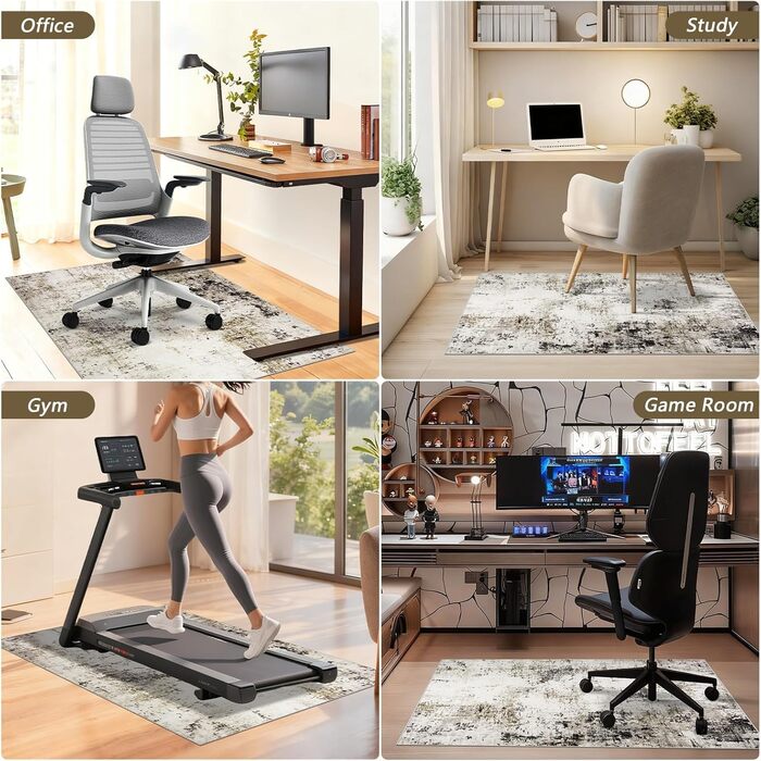 Килимок для підлоги під стілець для твердої підлоги Бохо, килимок під стіл для твердої підлоги, антиковзний килимок для офісного стільця (90x120 см, Тауп)