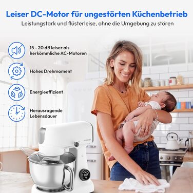 Кухонна машина MEDION MD 12600 з м'ясорубкою, 4.6 л чаша з нержавіючої сталі, тихий двигун, 800 Вт, набір насадок для натирання, шинкування та нарізання, сенсорний дисплей, міксер, тістоміс