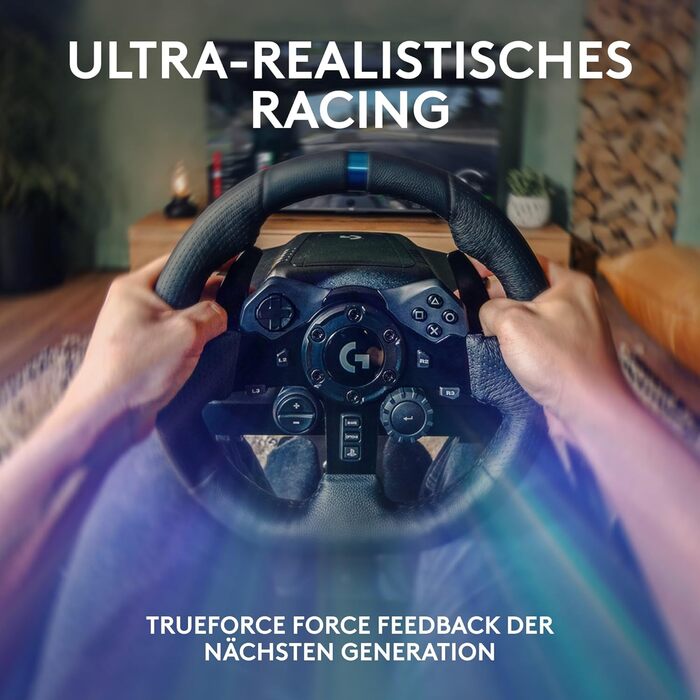 Logitech G923 Racing Wheel – Гоночний руль з педалями та перемикачем для PS5, PS4, PC, Mac. TRUEFORCE, 1000Hz, чорний