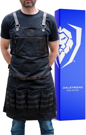 Фартук кухарський Dalstrong Professionelle Kochschürze – чорний, для приготування їжі та грилю, з регульованими лямками та сумкою для зберігання