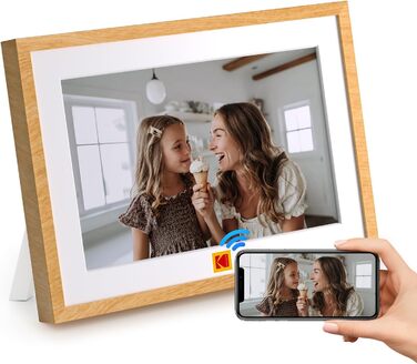 Цифровий фоторамка Kodak WiFi 10.1 дюйм з Wi-Fi, 32GB, сенсорний екран, акумулятор, дерево