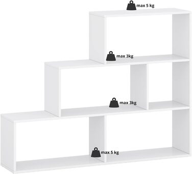 Цільова домашня книжкова шафа Багато відділень Стояча полиця Полиця для зберігання Висока полиця для зберігання Полиця горизонтальна/вертикальна, настінна/підлогова (104 x 76 x 29, біла)
