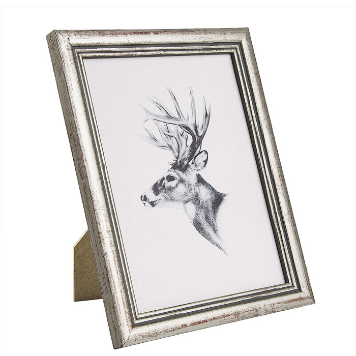 Набір рамок для фотографій WOLTU 10, скляна панель в дерев'яній рамці в стилі cm Artos, (срібло, 10x15)