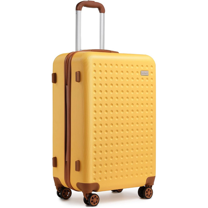 Валіза-тележка KONO з жорстким корпусом, 76x50x31 см, білий (жовтий, S 57x40 см)