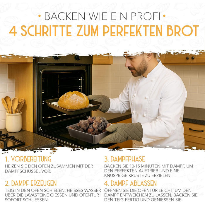 Форма для випікання хліба з кришкою та кошиком для підйому тіста - Robuste 28 см, чавун - ідеальна для хліба, тостів, випікання в чавунному горщику, аксесуари для випікання, парова шапка з лавовими каменями