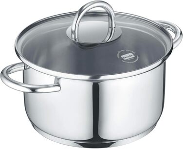 Каструля Berndes b.mini 14 см з кришкою з термостійкого скла - нержавіюча сталь, підходить для всіх типів плит (включно з індукцією), об'єм 1,2 л