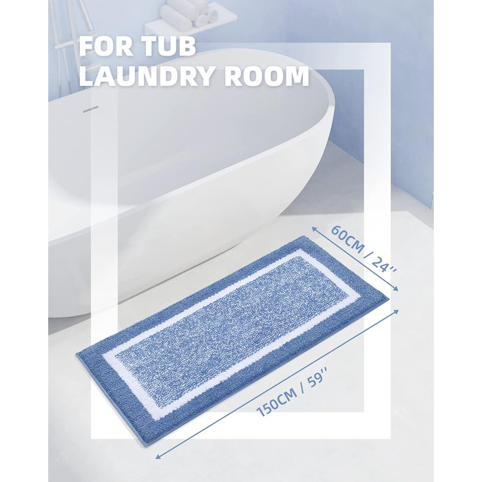 Килимок для ванної кімнати COLOR&GEOMETRY 60x110 см, неслизький, швидковисихаючий, для ванної, душу, пральні