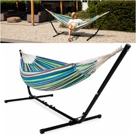 Гамак з підставкою Vita5 для 2 осіб, двоподільний вуличний гамак для саду, тераси та балкона, стійкий переносний гамак зеленого кольору, навантаження до 200 кг, з сумкою для транспортування