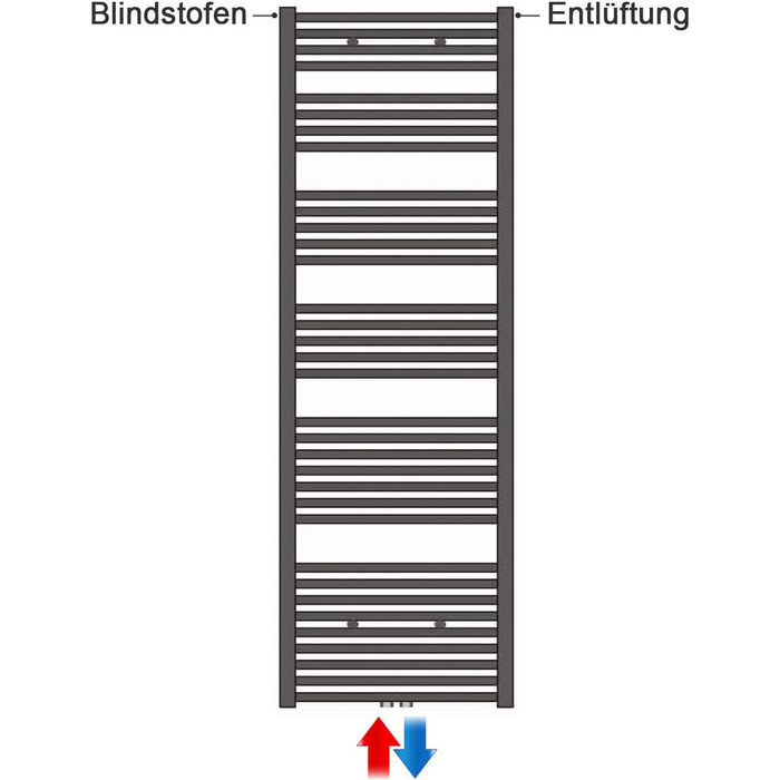 Елегантний радіатор для ванної кімнати 1600x600 мм, білий. Радіатор для рушників, середнє підключення.