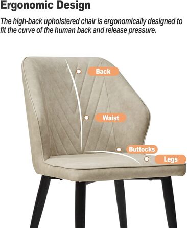 Стільці для обідньої зони CLIPOP, Ретро стиль, Штучна шкіра, М'яке сидіння, Металеві ніжки, для дому та офісу (Бежевий, 4 шт)