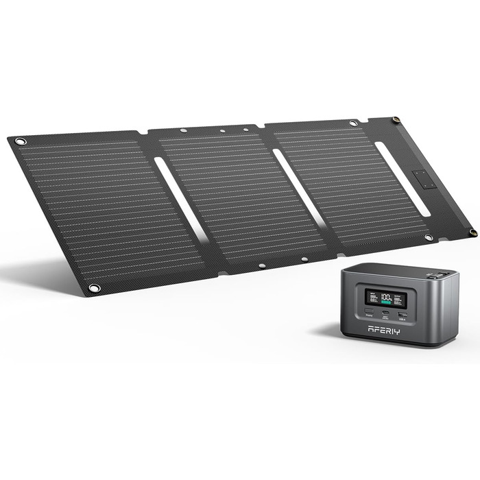 Портативна електростанція AFERIY 145W з акумулятором LiFePO4 99.2Wh (31000mAh), 3 порти, захист 6-в-1, сонячний генератор 100W для кемпінгу, подорожей та надзвичайних ситуацій
