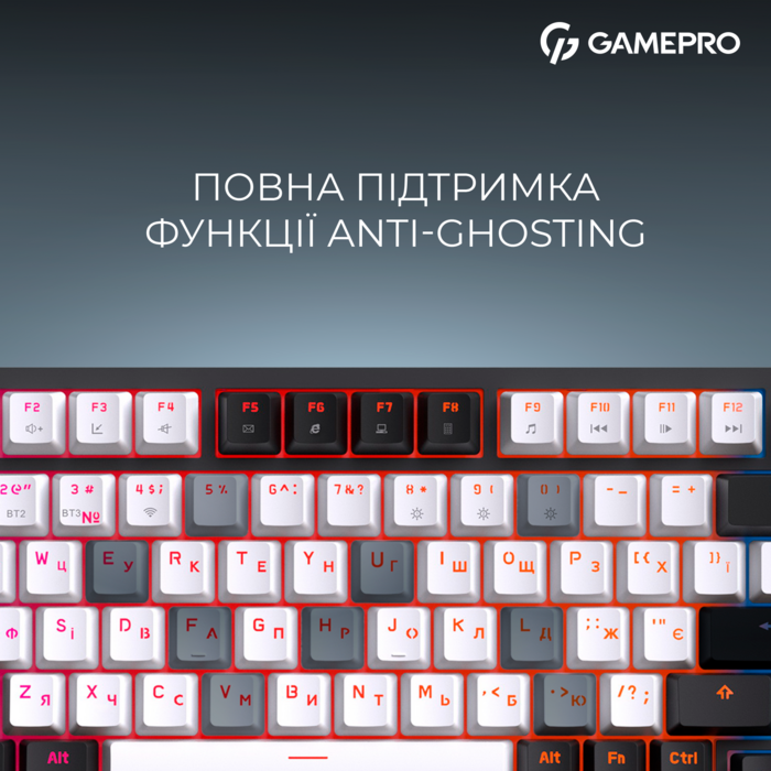 Бездротова механічна клавіатура GamePro Asgard Valhalla (MK160B Pro) 75% QLAB orange switches