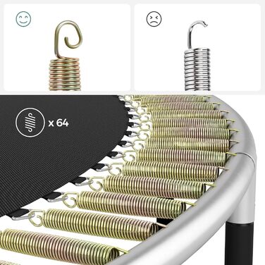 Батут SONGMICS садовий Ø244/305/366/427 см з захисною сіткою, драбиною та м'яким покриттям (244 см, Чорний + Темно-синій)