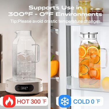 Скляна карафа Aofmee 2 літри з кришкою: для води, соку, айс-ті