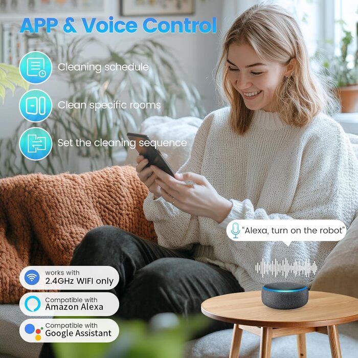 Робот-пилосос з функцією миття та станцією самоочищення, об'єм 3.5л, для килимів та шерсті тварин, з керуванням через додаток та Alexa, LiDAR навігація, час роботи 180 хвилин (світло-чорний)
