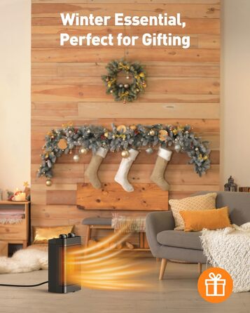 Електричний обігрівач з керамічним нагрівачем, 1500 Вт, 3 режими, осциляція 70°, захист від перекидання, тихий обігрівач для офісу, вітальні, спальні