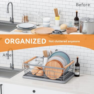 Сушарка для посуду BRIAN & DANY з піддоном, 42x30x15 см, сіра