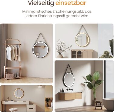 Круглий дзеркало для ванної кімнати EMKE з підсвічуванням 50см, регулювання кольору світла, антизапарник, пам'ять, сенсорне управління, таймер 3 години, енергозберігаючий