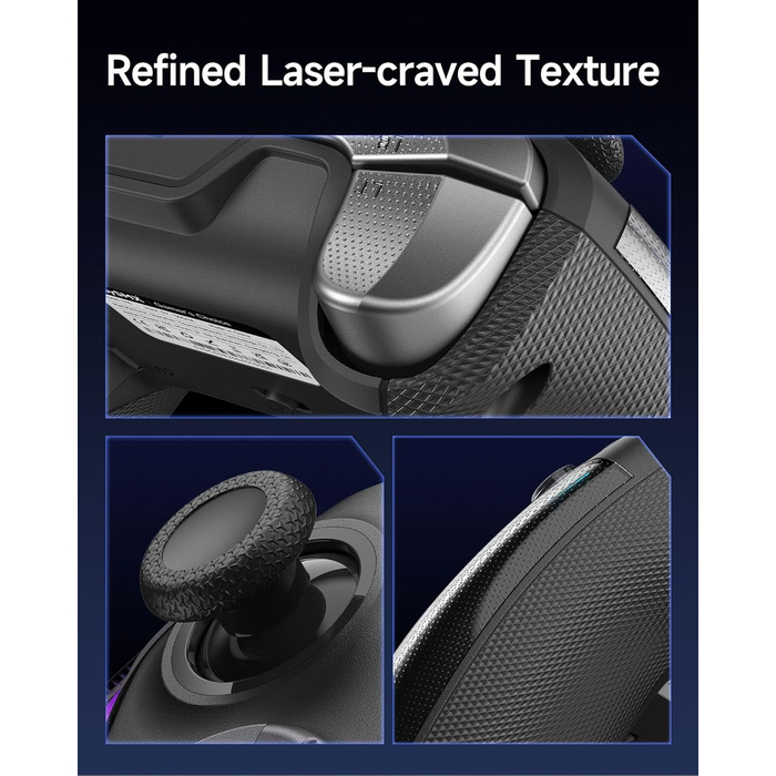 EasySMX D10 Контролер для ПК з зарядною станцією, бездротовий контролер з TMR джойстиком та 2-в-1 тригером, 1000Hz Polling контролер з RGB підсвічуванням для ПК/Switch/Android – Чорний