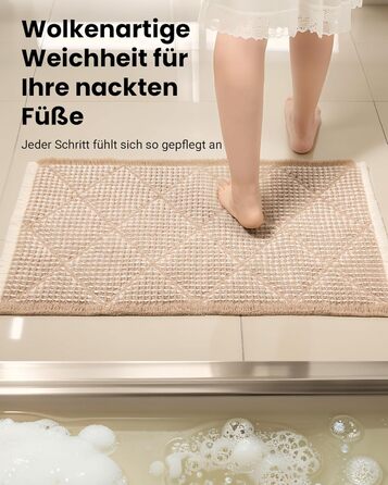 Набір килимків для ванної кімнати (2 шт.) - великий та середній, неслизькі, пранні, бохо-стиль, 51x120 см + 46x77 см, коричневий