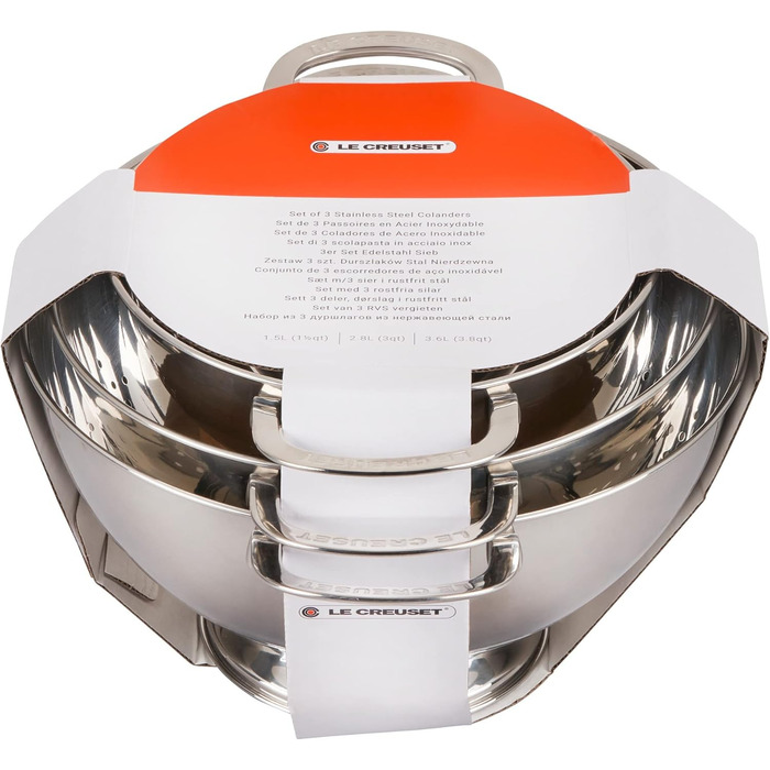 Набір мисок LE CREUSET 3 шт. з нержавіючої сталі з кришкою, 41901000010000 | Миски та сита