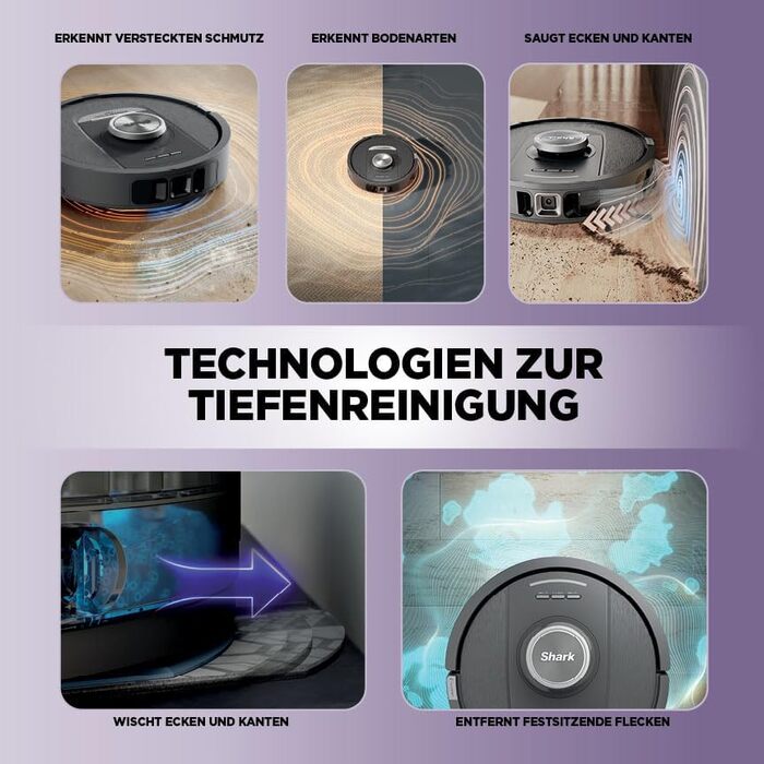 Робот-пилосос та миючий робот Shark PowerDetect RV2800ZEEU: 2-в-1, самостійне очищення, LiDAR, App-керування, чорний