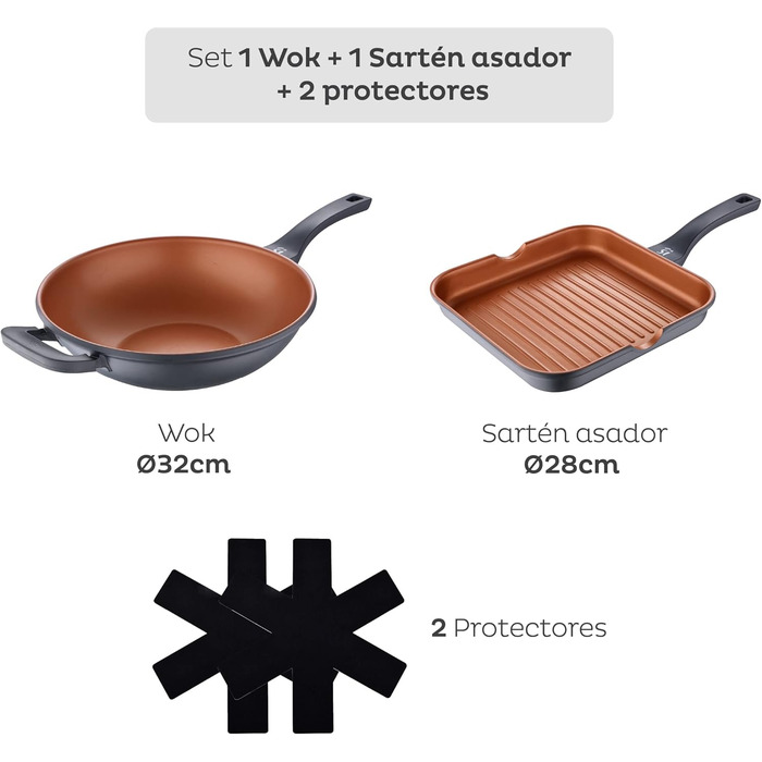 Сковорода San Ignacio Bronze з антипригарним покриттям 28 x 28 x 4,5 см, алюміній, для всіх плит