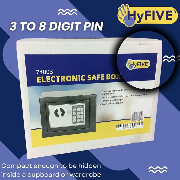 Сталевий сейф Hyfive Safebox для дому та офісу: цифровий замок, 2 ключі, підвищена безпека