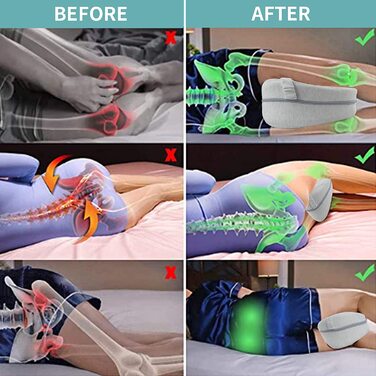 Ергономічна подушка між ніг для сну на боці CREATESTAR з ефектом пам'яті (Memory Foam), сіра, знімний чохол