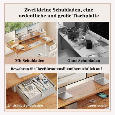 Регульований за висотою стіл Klicelor з двома ящиками, електричний, для офісу, 140 x 60 см