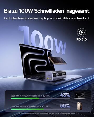 Powerbank Baseus EnerGeek для ноутбука: 100W, 10000mAh, 2x USB-C PD 3.0, Digital Display, сумісний з MacBook, Dell, HP, SteamDeck, iPhone, Samsung