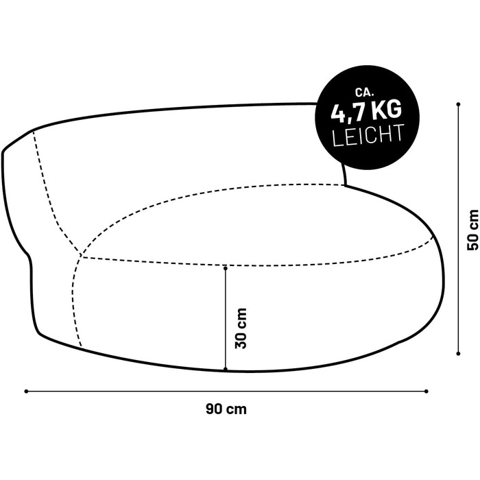 Лаунж Lumaland Beanbag Диван-мішок зі спинкою Гнучка внутрішня крісло-мішок Ергономічний і міцний З адаптивним заповненням EPS Чохол, який можна прати (90 x 50 см, темно-сірий)