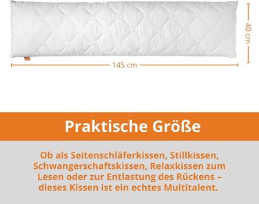 Подушка для сну на боці sleepling (Body Pillow) 40 x 145 см, м'яка мікрофібра, гіпоалергенна, Ökotex, з наволочкою