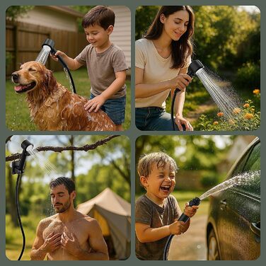 Митрікс Портативна душова система для кемпінгу: 10 л/хв, акумулятор 7800mAh, 4 режими, IPX8, для подорожей, автомийки, чорна