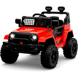 Дитячий електромобіль 12V з пультом, Bluetooth, LED, амортизацією, 2 швидкості, для дітей 3-8 років (білий/червоний)