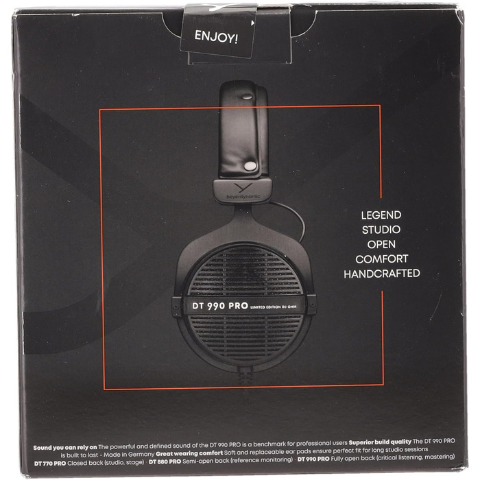 Студійні навушники-вкладиші beyerdynamic DT 990 PRO, односторонні, 80 Ом, чорні, зроблено Німеччина