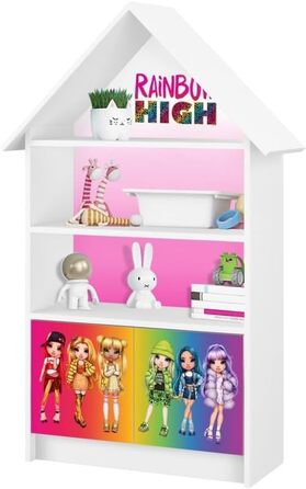 Дитяча полиця для іграшок з дверцятами, що замикаються, 2 полиці Книжкова шафа Форма будиночка Полиця для зберігання для дітей Дитяча полиця для іграшок (LOL) (рожева 2)