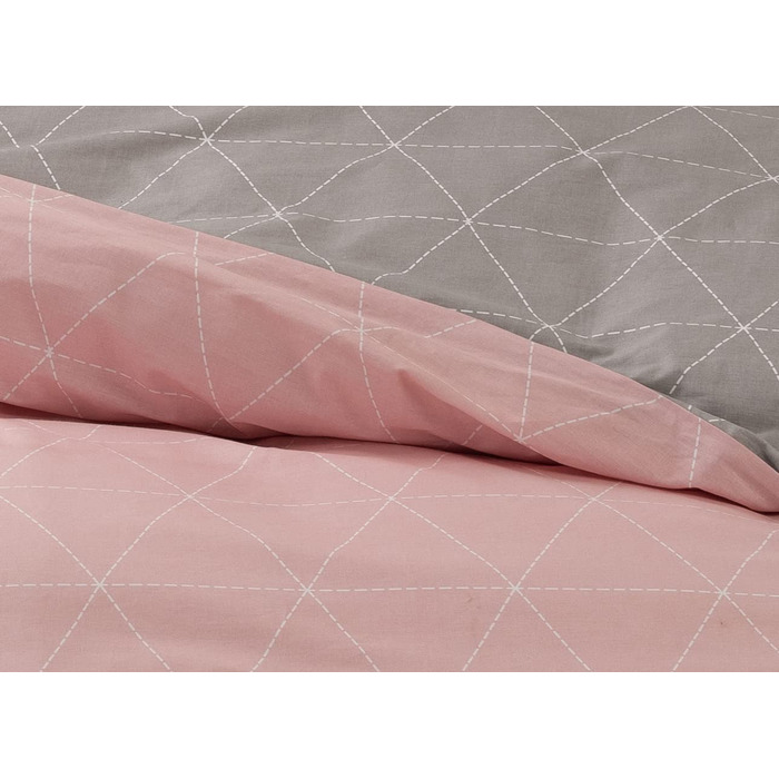 Постільна білизна Leonado Vicenti - Renforce 135x200, бавовняна рожево-сіра змінна постільна білизна, сучасний комплект одягу для спальні, покривало, ковдра (200 х 200 см)