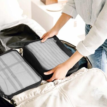 Набір органайзерів для валізи та подорожей, водонепроникні пакувальні куби для одягу, 12 шт, чорні