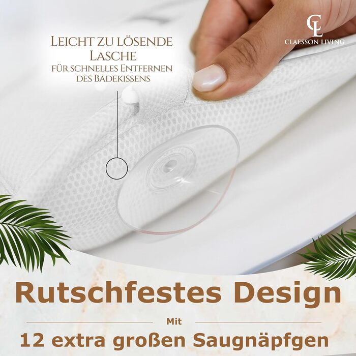 Подушка для ванни повне тіло (152x56 см) з підголівником (11 см) - біла. Підтримка шиї, спини та ніг. З сумкою для прання та подорожей, гачком для сушіння.