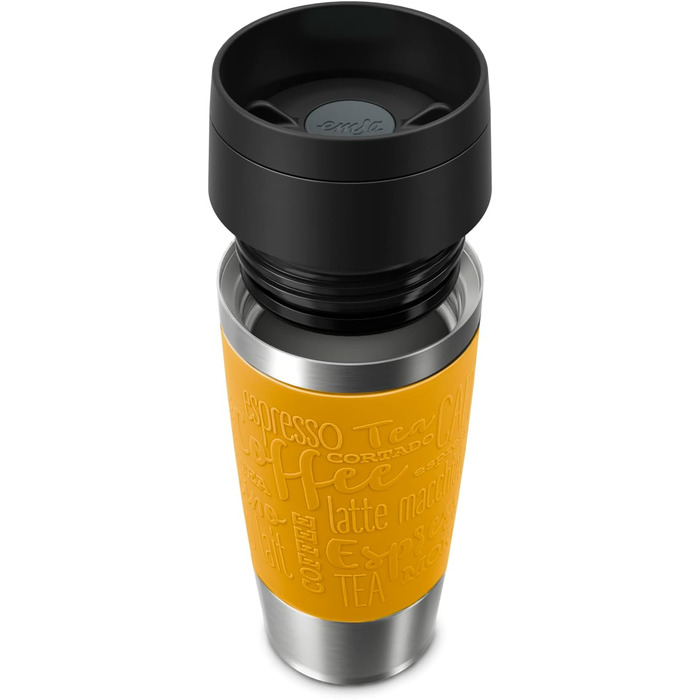 Термокружка Emsa N20210 Travel Mug Classic Isolierbecher, 0.36 л, нержавіюча сталь, 4 години гаряча, 8 годин холодна, герметична, для миття в посудомийній машині, 360° відкривання (Senfgelb)
