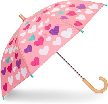 Парасольки з принтом Hatley для дівчаток, різнокольорові сердечка, що змінюють колір, один розмір, парасольку з принтом