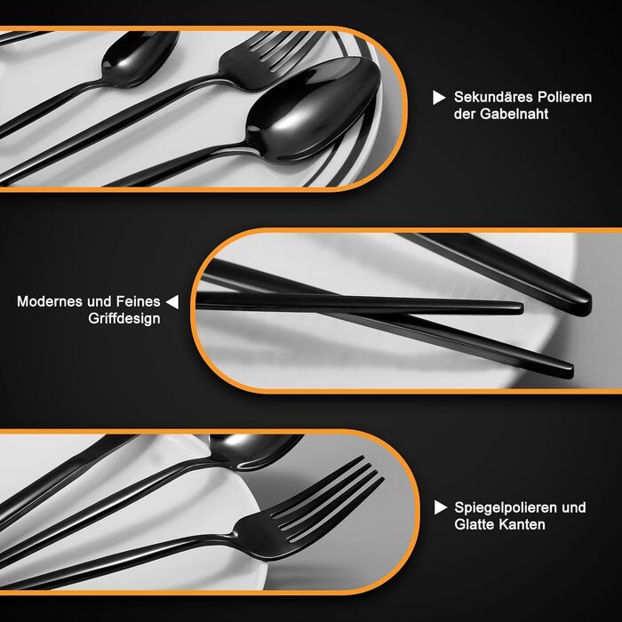 Набір столових приборів на 6 осіб, Targzier, 30 предметів, нержавіюча сталь, кольоровий, для кухні/готелю/ресторану, преміум-якість, придатний для миття в посудомийній машині