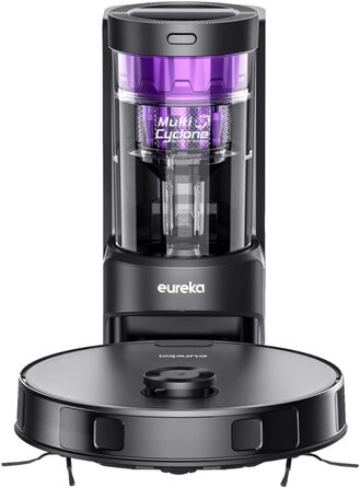 Робот-пилосос EUREKA E10s 2.Gen з вологою ганчіркою + станція самоочищення (4000Pa, LiDAR, автопідйом мопа, розпізнавання килима, керування через додаток/голос), чорний